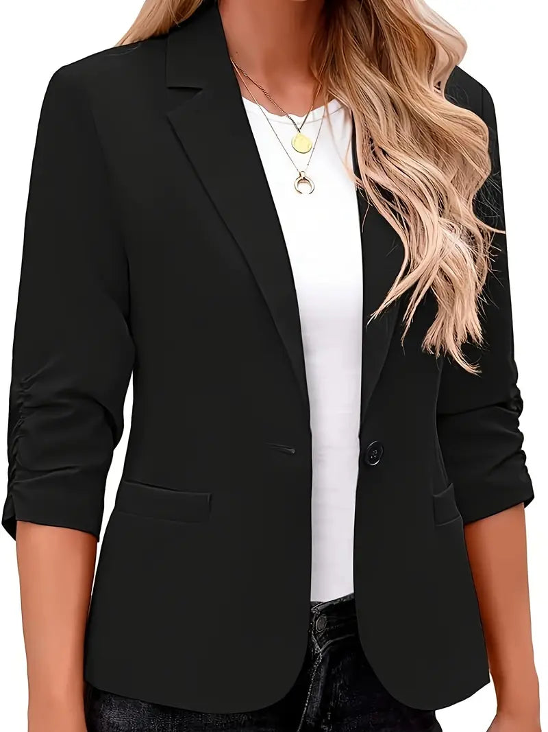 Elegant langærmet blazer med revers og knap - Marli