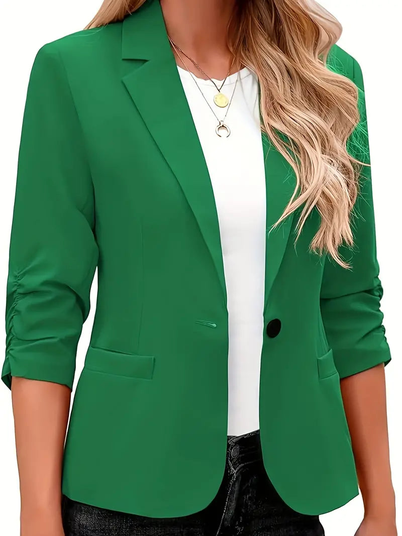 Elegant langærmet blazer med revers og knap - Marli