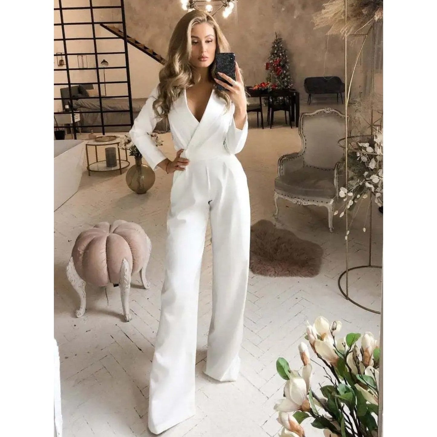 Nora - Elegant jumpsuit med høj krave i business-stil