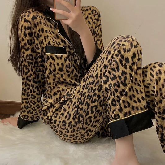 Kvinder To-delt leopardprint pyjamas-sæt - Avishay