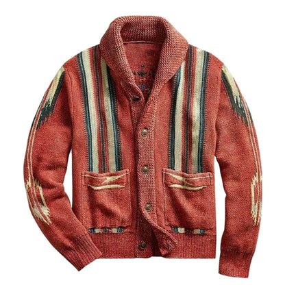 Jacquard-cardigan i vintagestil - Henley